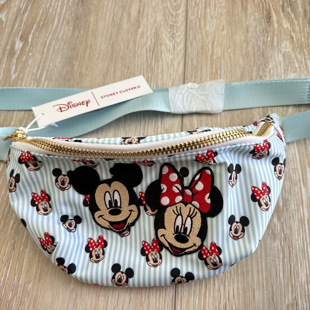 Stoney Clover Lane Disney Mickey & Minnie Light Blue Stripe Fanny Pack